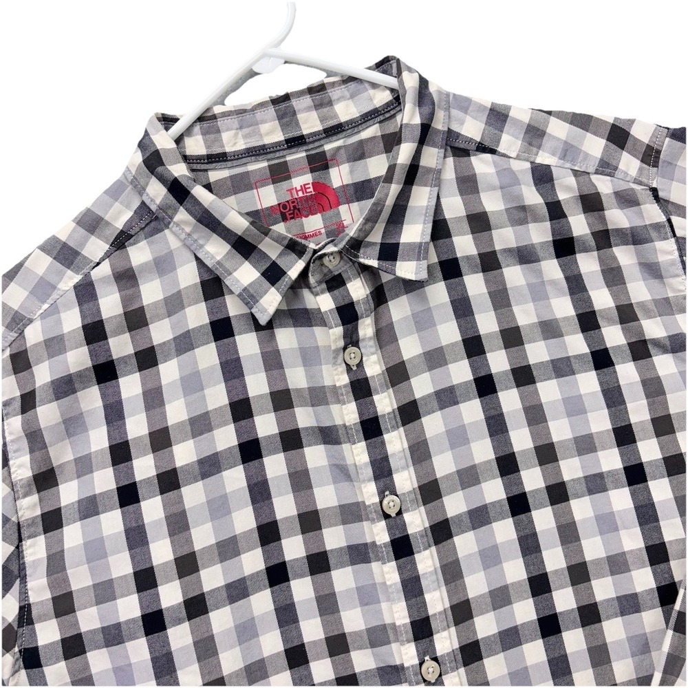 The North Face Shirt Mens XL Button Up Long Sleeves Gingham Plaid Poly/cotton